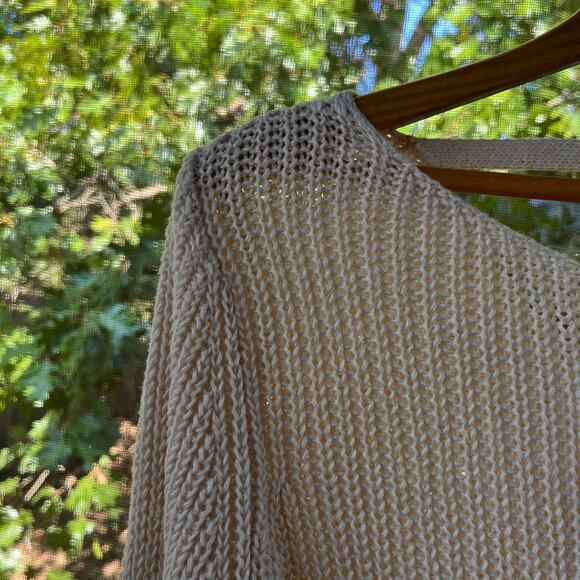 Theory Women's Lalora Linen Cotton V-Back Sweater Color Cream Size S - Picture 3 of 6